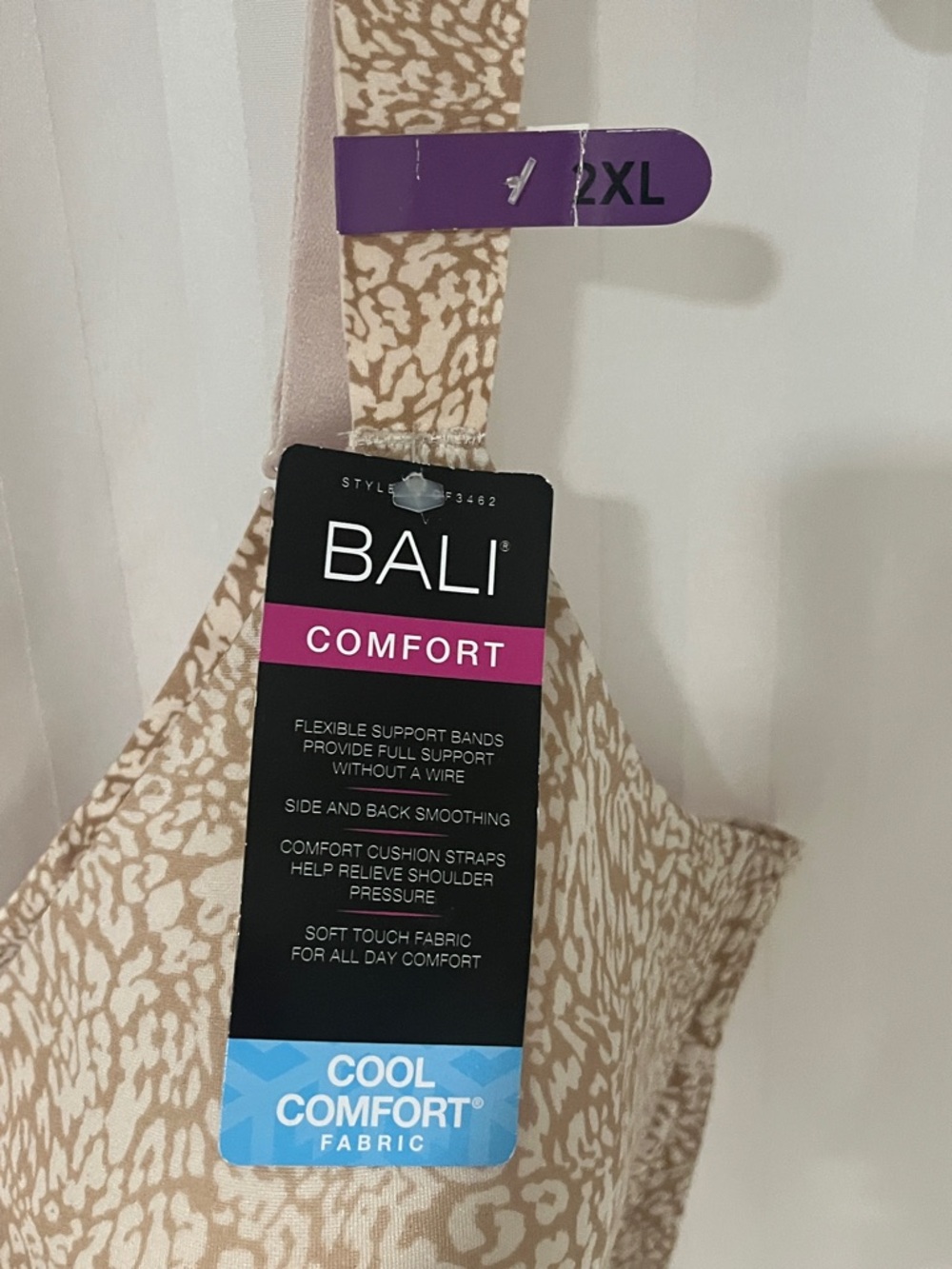 Bali Comfort Smooth T-Shirt Bra - Beige Animal Print Cool Comfort Fabric NWT - Picture 14 of 14